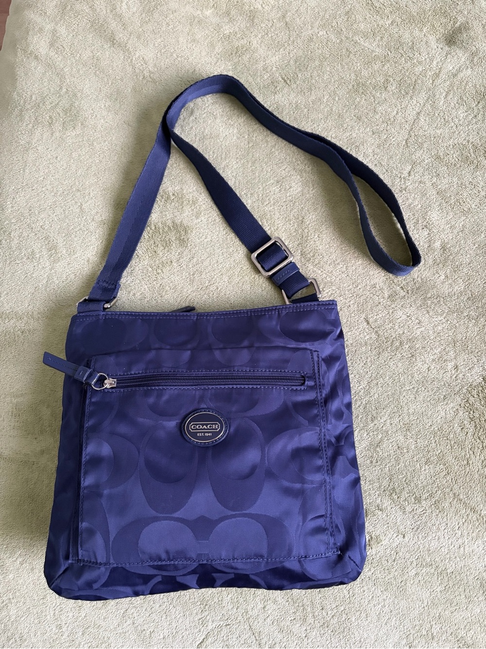 Coach Blue Signature Nylon Crossbody Bag